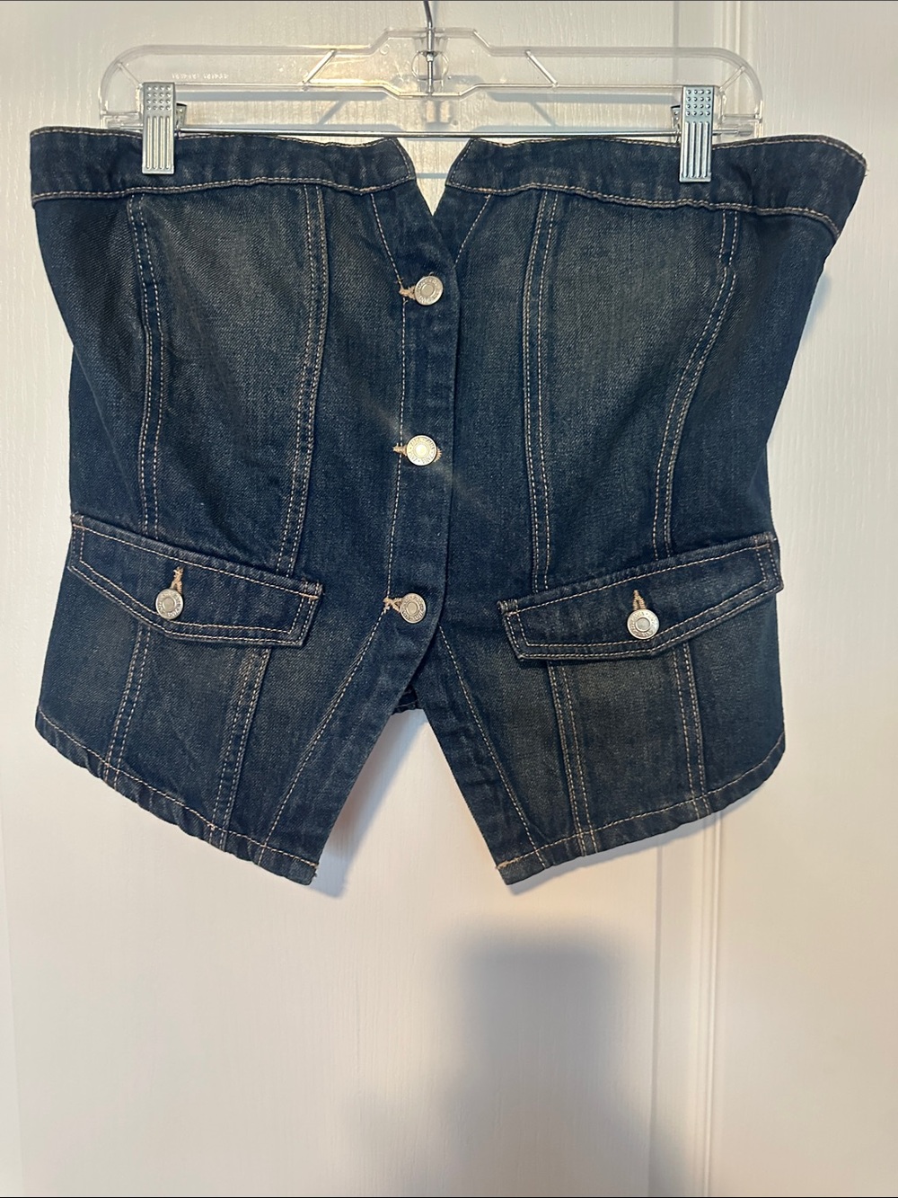 Zara Dark Blue Denim Strapless Corset Top